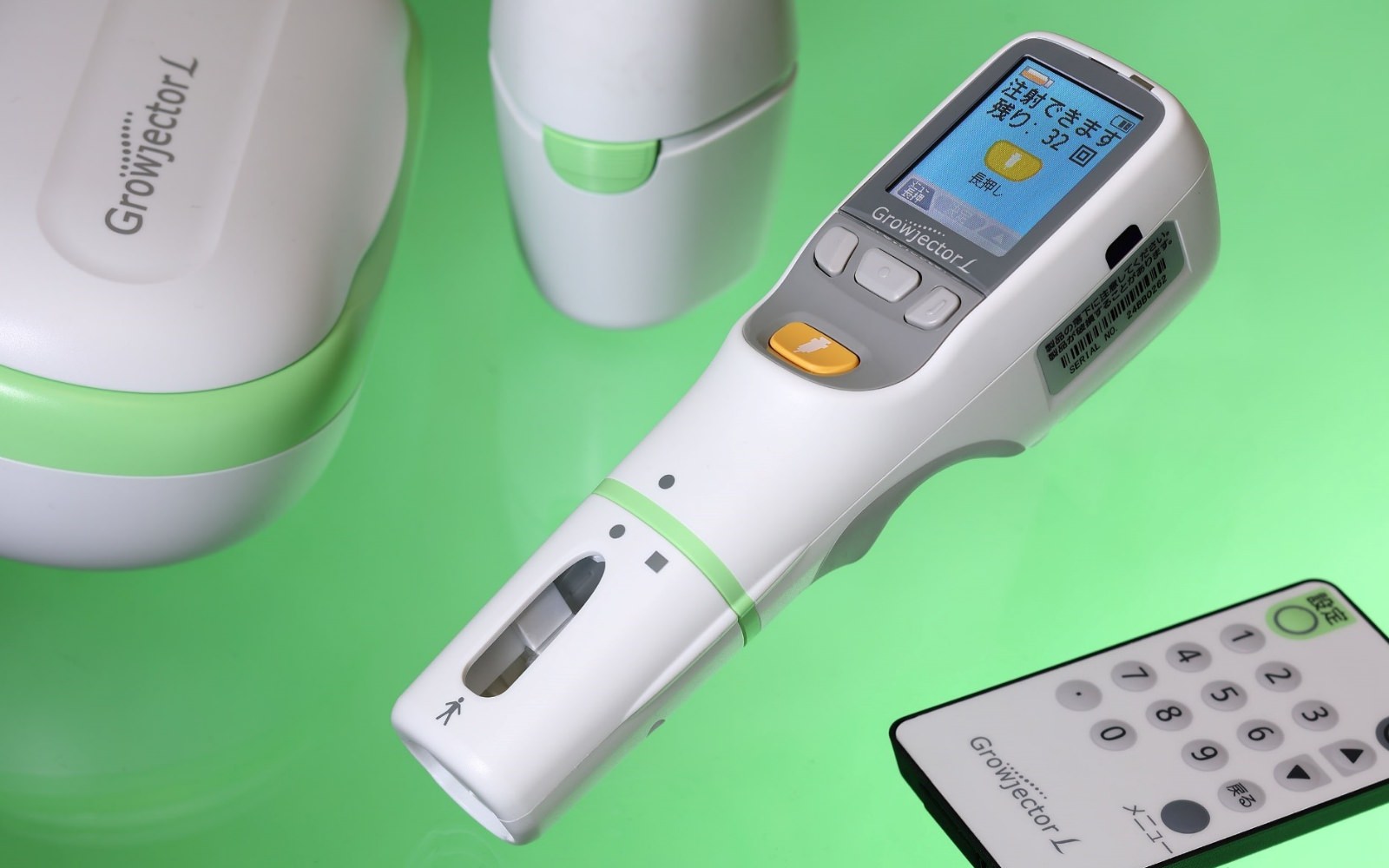 第3世代となる電動式医薬品注入器「グロウジェクター®L」。2017年に発売された。